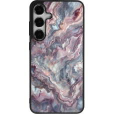 Coque Samsung Galaxy S24+ - Silicone rigide noir Marbre violette argentée