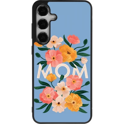 Coque Samsung Galaxy S24+ - Silicone rigide noir Mom 2026 Flowers