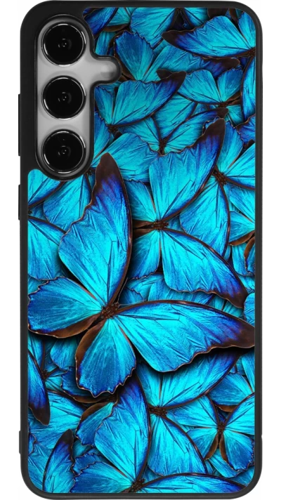Samsung Galaxy S24+ Case Hülle - Silikon schwarz Papillon bleu