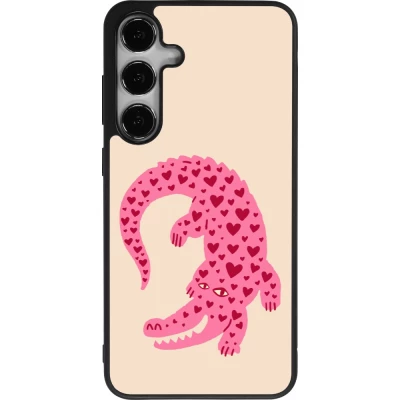 Coque Samsung Galaxy S24+ - Silicone rigide noir Pink crocodile 2026