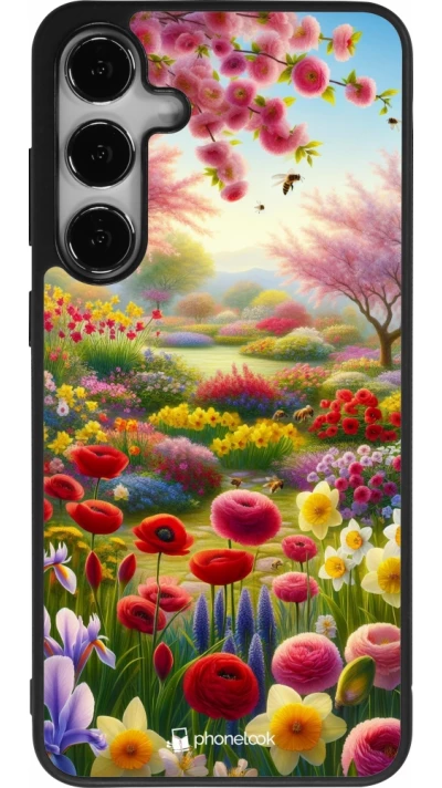 Coque Samsung Galaxy S24+ - Silicone rigide noir Spring 25 Bouquet printemps