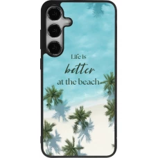 Coque Samsung Galaxy S24+ - Silicone rigide noir Summer 2025 Life is better at the beach