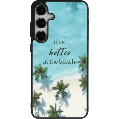 Coque Samsung Galaxy S24+ - Silicone rigide noir Summer 2025 Life is better at the beach