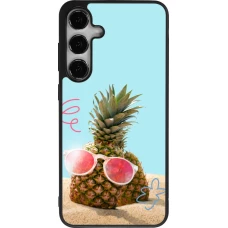 Coque Samsung Galaxy S24+ - Silicone rigide noir Pineapple with glasses Summer 2026