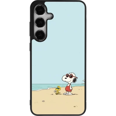 Coque Samsung Galaxy S24+ - Silicone rigide noir Snoopy on the beach Summer 2026