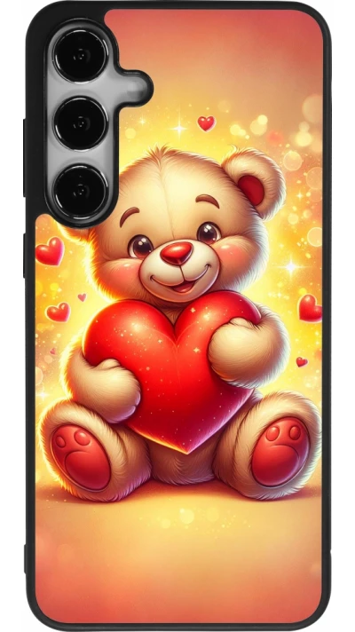 Coque Samsung Galaxy S24+ - Silicone rigide noir Valentine 2024 Teddy love