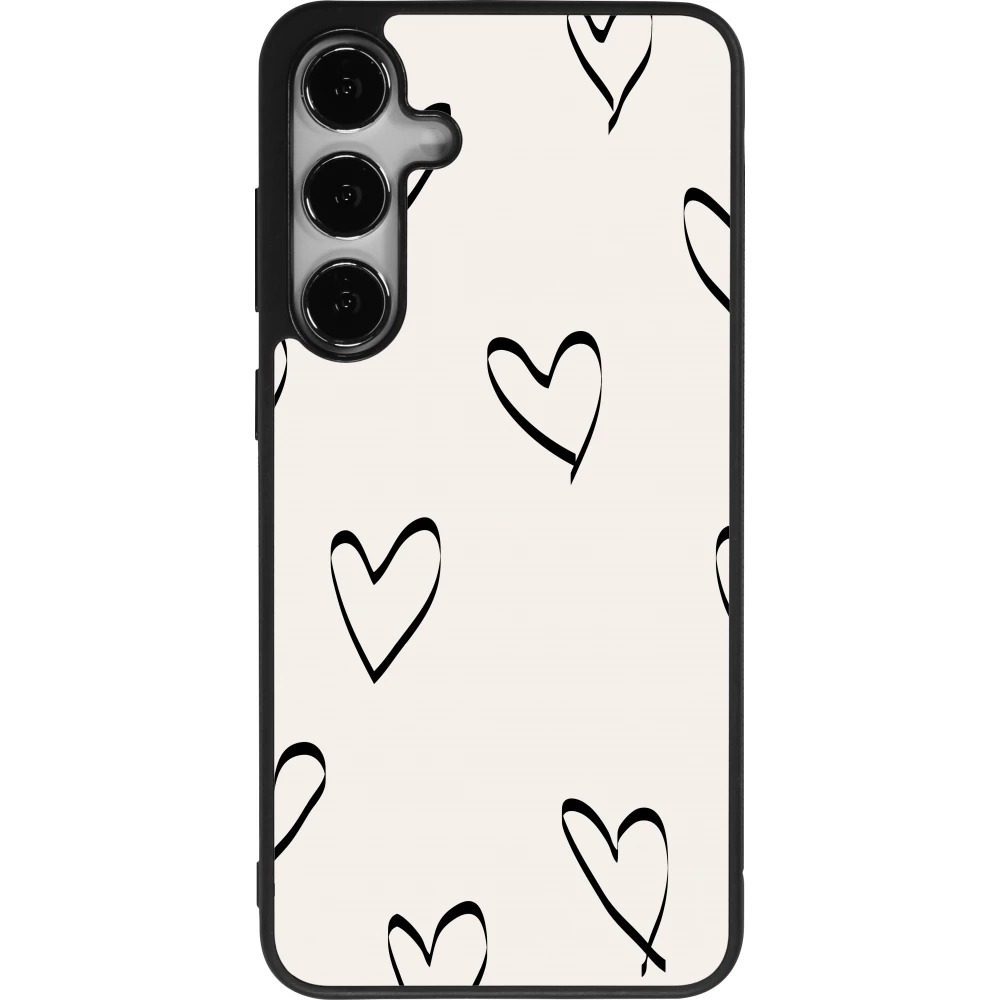 Coque Samsung Galaxy S24+ - Silicone rigide noir Valentine 2023 minimalist hearts