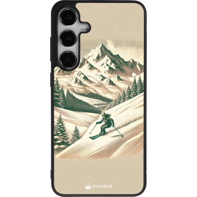 Coque Samsung Galaxy S24+ - Silicone rigide noir Vintage Ski Mountain