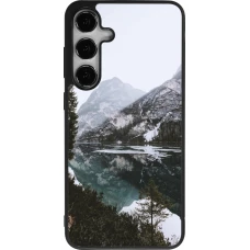 Coque Samsung Galaxy S24+ - Silicone rigide noir Winter 22 snowy mountain and lake