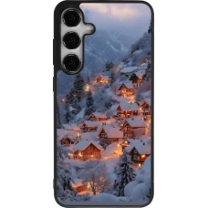 Coque Samsung Galaxy S24+ - Silicone rigide noir Winter 25 Winter snowy village