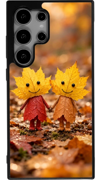 Coque Samsung Galaxy S24 Ultra - Silicone rigide noir Autumn 26 Couple of leaves