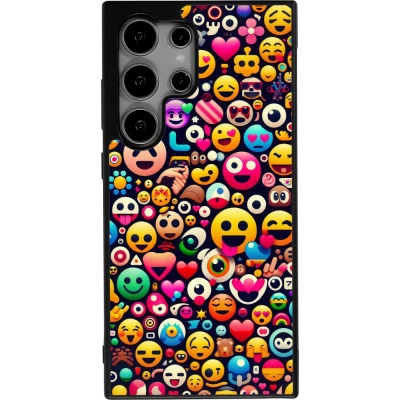 Coque Samsung Galaxy S24 Ultra - Silicone rigide noir Emoji Mix Color
