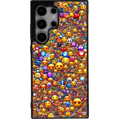 Samsung Galaxy S24 Ultra Case Hülle - Silikon schwarz Emoji gemischt