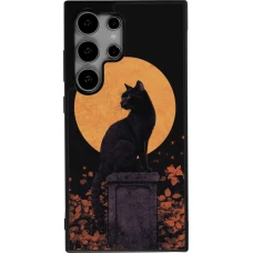 Coque Samsung Galaxy S24 Ultra - Silicone rigide noir Halloween 2026 Cat Art Nouveau