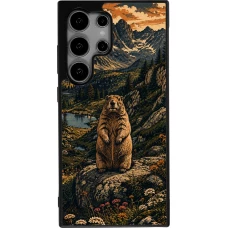 Coque Samsung Galaxy S24 Ultra - Silicone rigide noir Linocut Marmotte