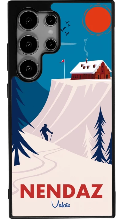 Coque Samsung Galaxy S24 Ultra - Silicone rigide noir Nendaz Cabane Ski
