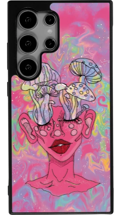Coque Samsung Galaxy S24 Ultra - Silicone rigide noir Psychedelic pink mushroom