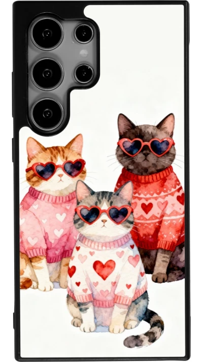 Coque Samsung Galaxy S24 Ultra - Silicone rigide noir Saint Valentines Day 26 Cat Love