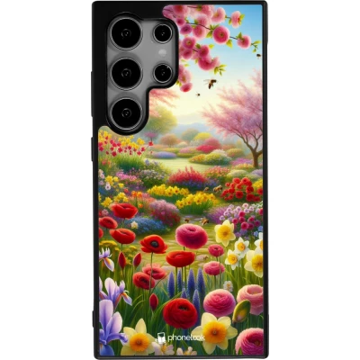 Samsung Galaxy S24 Ultra Case Hülle - Silikon schwarz Frühling 25 Strauß Frühling
