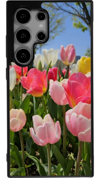 Coque Samsung Galaxy S24 Ultra - Silicone rigide noir Tulips Spring 2026