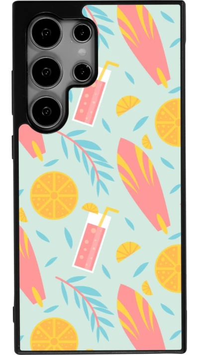Samsung Galaxy S24 Ultra Case Hülle - Silikon schwarz Summer 2025 Pattern citron