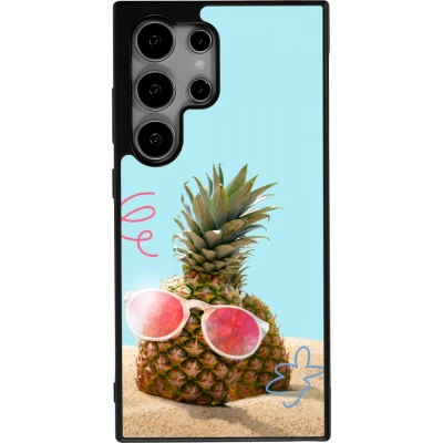 Coque Samsung Galaxy S24 Ultra - Silicone rigide noir Pineapple with glasses Summer 2026