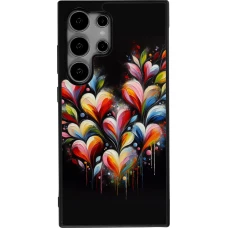 Coque Samsung Galaxy S24 Ultra - Silicone rigide noir Valentine 2024 Coeur Noir Abstrait