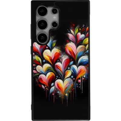 Coque Samsung Galaxy S24 Ultra - Silicone rigide noir Valentine 2024 Coeur Noir Abstrait