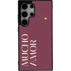 Coque Samsung Galaxy S24 Ultra - Silicone rigide noir Valentine 2024 mucho amor rosado