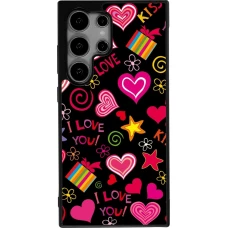 Coque Samsung Galaxy S24 Ultra - Silicone rigide noir Valentine 2023 love symbols
