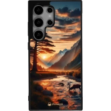 Coque Samsung Galaxy S24 Ultra - Silicone rigide noir Valley Sunset Deer Tree