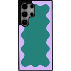 Coque Samsung Galaxy S24 Ultra - Silicone rigide noir Wavy Rectangle Green Purple