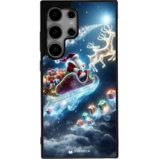 Coque Samsung Galaxy S24 Ultra - Silicone rigide noir Noël 2023 Père Noël enchanté