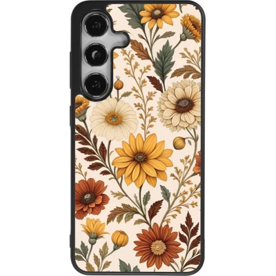 Coque Samsung Galaxy S25 - Silicone rigide noir Autumn 25 Flower pattern