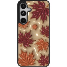 Samsung Galaxy S25 Case Hülle - Silikon schwarz Autumn 26 3D leaves