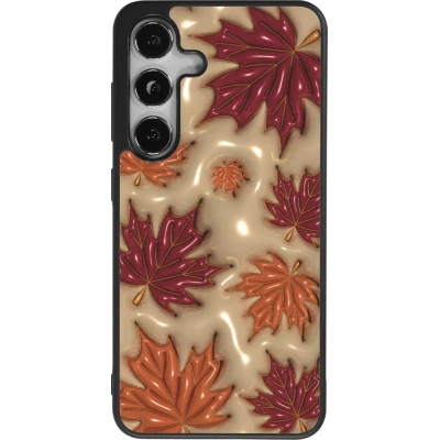 Samsung Galaxy S25 Case Hülle - Silikon schwarz Autumn 26 3D leaves