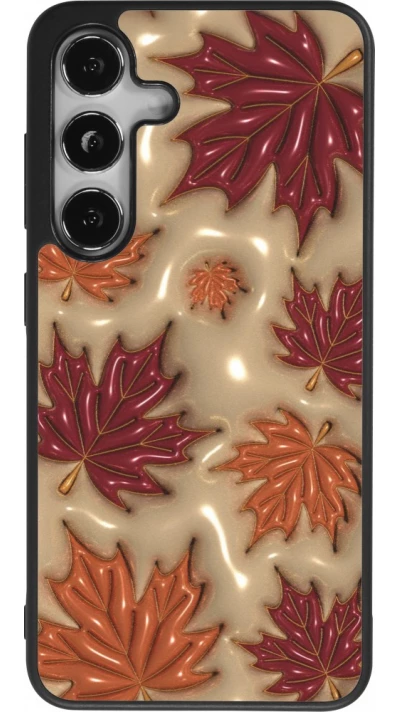 Coque Samsung Galaxy S25 - Silicone rigide noir Autumn 26 3D leaves