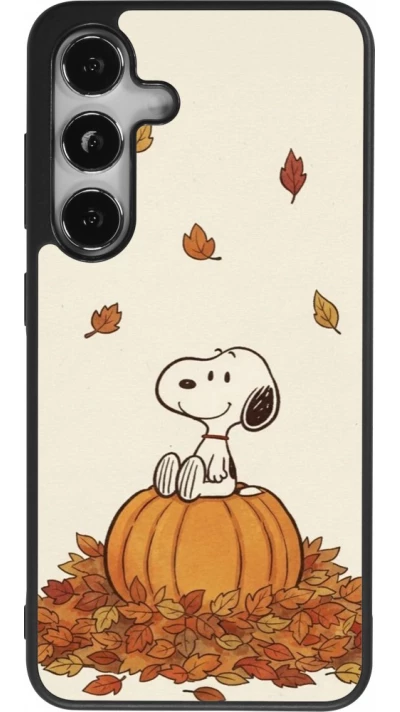 Coque Samsung Galaxy S25 - Silicone rigide noir Autumn 26 Snoopy autumn