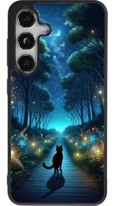 Samsung Galaxy S25 Case Hülle - Silikon schwarz Schwarze Katze Spaziergang