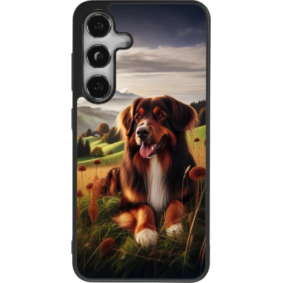 Coque Samsung Galaxy S25 - Silicone rigide noir Chien Campagne Suisse