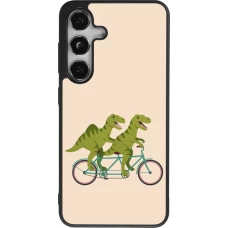 Coque Samsung Galaxy S25 - Silicone rigide noir Dinosaurs on bikes 2026