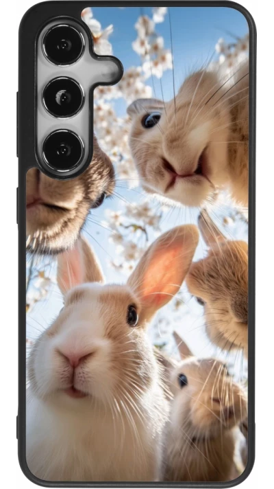 Samsung Galaxy S25 Case Hülle - Silikon schwarz Easter 2026 Rabbits