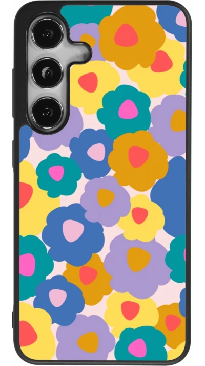 Coque Samsung Galaxy S25 - Silicone rigide noir Easter 2024 flower power