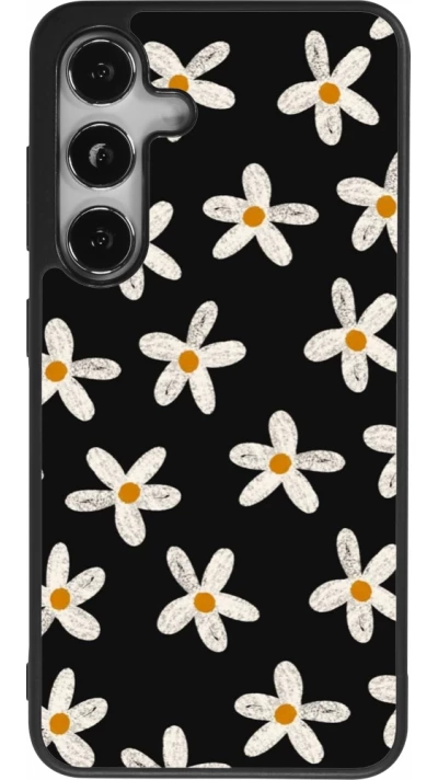 Samsung Galaxy S25 Case Hülle - Silikon schwarz Easter 2024 white on black flower