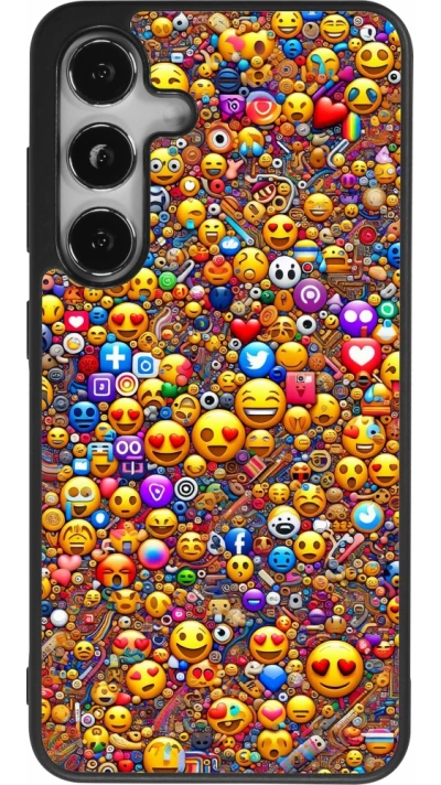 Samsung Galaxy S25 Case Hülle - Silikon schwarz Emoji gemischt