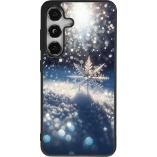 Coque Samsung Galaxy S25 - Silicone rigide noir Flocon Solaire Éclat