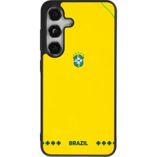 Coque Samsung Galaxy S25 - Silicone rigide noir Maillot de football Bresil 2026 personnalisable