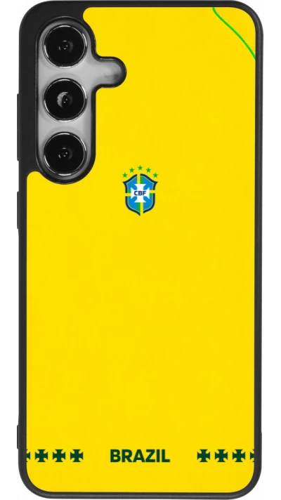 Coque Samsung Galaxy S25 - Silicone rigide noir Maillot de football Bresil 2026 personnalisable