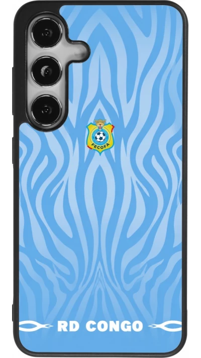 Coque Samsung Galaxy S25 - Silicone rigide noir Maillot de football RD Congo 2026 personnalisable