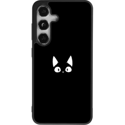 Coque Samsung Galaxy S25 - Silicone rigide noir Funny cat on black